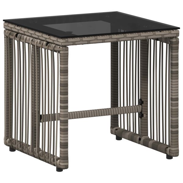 Комплект за външни мебели 7 pcs Сив и тъмен син полиратан