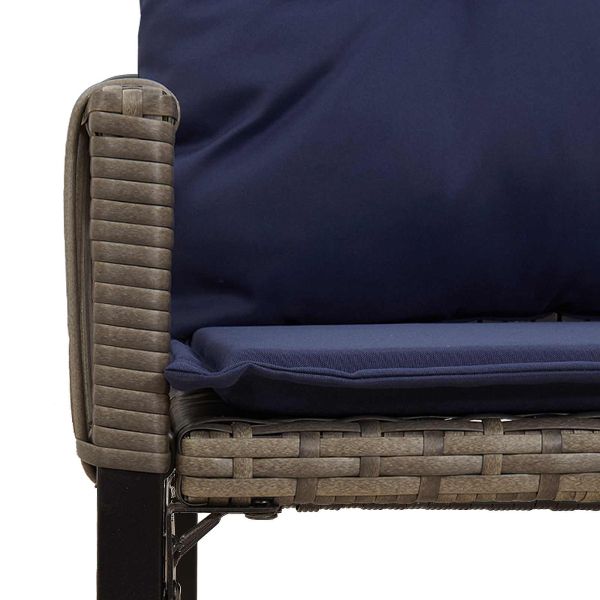 Комплект за външни мебели 7 pcs Сив и тъмен син полиратан