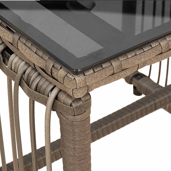 Комплект за външни мебели 7 pcs Сив и тъмен син полиратан