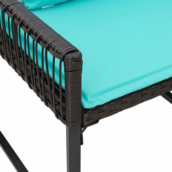 Комплект за външни мебели 7 pcs Черен и Туркоаз полиратан