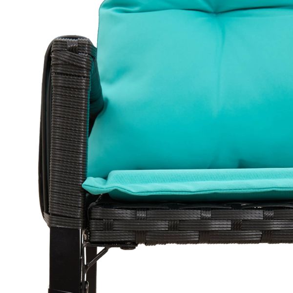 Комплект за външни мебели 7 pcs Черен и Туркоаз полиратан