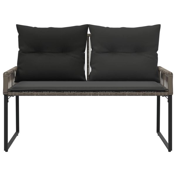 Външна пейка с възглавница 4 pcs Сив и тъмен сив полиратан