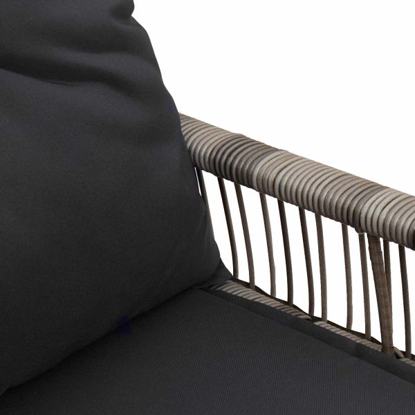 Външна пейка с възглавница 4 pcs Сив и тъмен сив полиратан