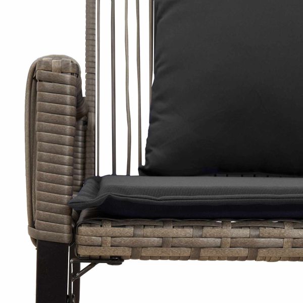 Външна пейка с възглавница 4 pcs Сив и тъмен сив полиратан