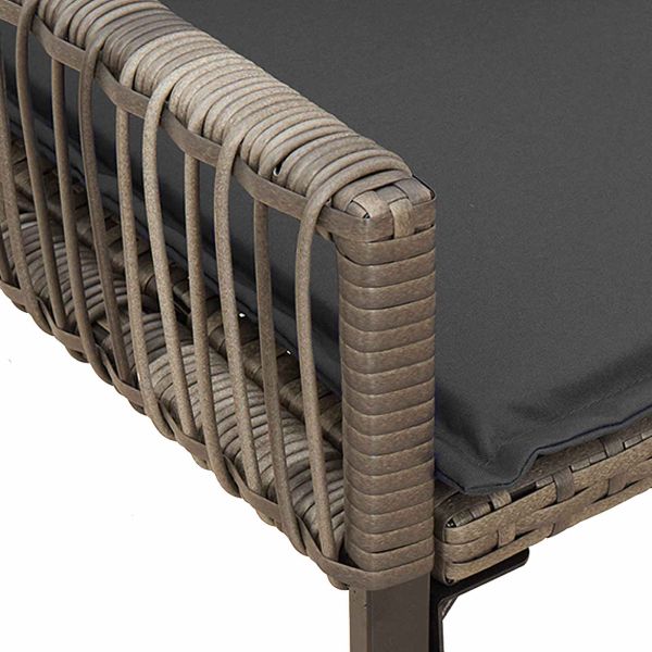 Външна пейка с възглавница 4 pcs Сив и тъмен сив полиратан