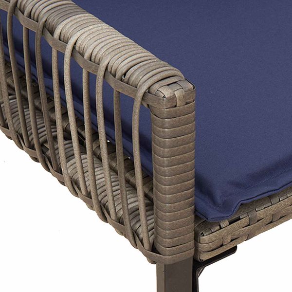 Външна пейка с възглавница 4 pcs Сив и тъмен син полиратан