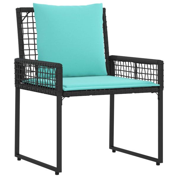 Комплект за външни мебели с възглавница 4 pcs Черен и Туркоаз