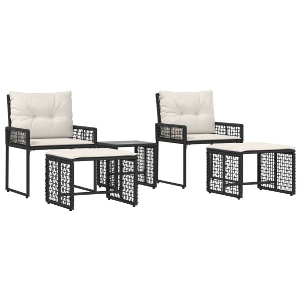 Комплект за външни мебели с възглавница 5 pcs Черен и бял