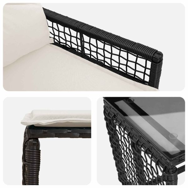 Комплект за външни мебели с възглавница 5 pcs Черен и бял
