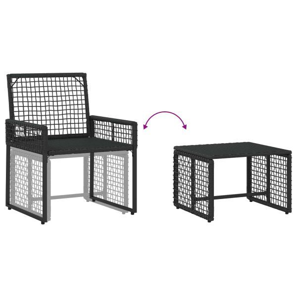 Комплект за външни мебели с възглавница 5 pcs Черен и бял