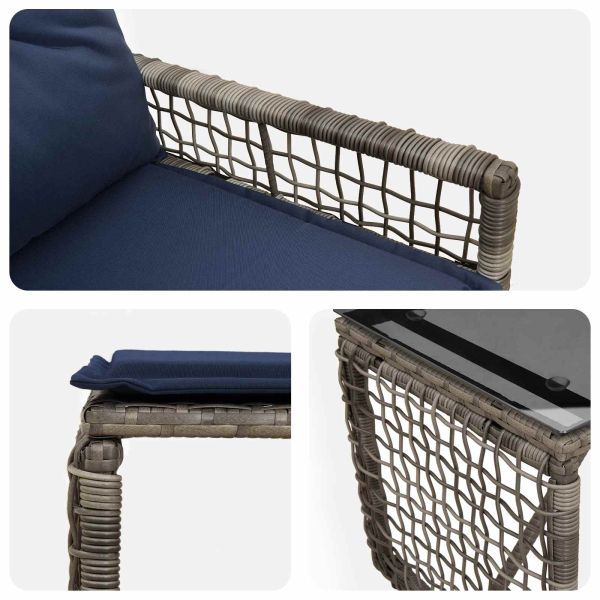 Комплект за външни мебели с възглавница 5 pcs Сив и тъмносин