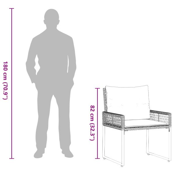 Комплект за външни мебели с възглавница 3 pcs Черен и бял