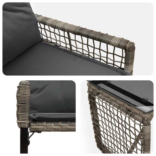 Комплект за външни мебели с възглавница 3 pcs Сив