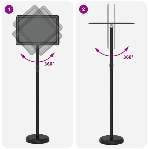 Стендове за търговски прояви Черно 30 x 25 x 128 см Алуминий