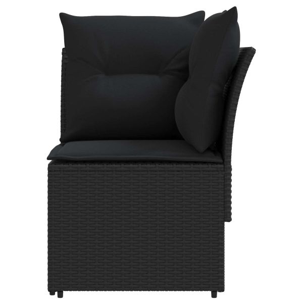 Диван с подлакътник за градина с ъглов диван 2 Брой Черно