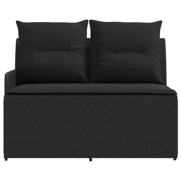 Диван с подлакътник за градина с ъглов диван 2 Брой Черно