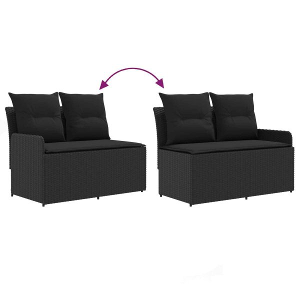 Диван с подлакътник за градина с ъглов диван 2 Брой Черно