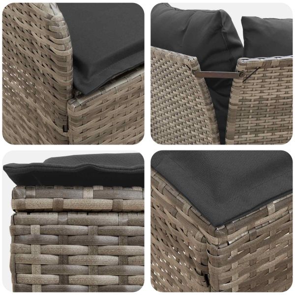 Диван с подлакътник за градина с ъглов диван 2 Брой ПЕ ратан