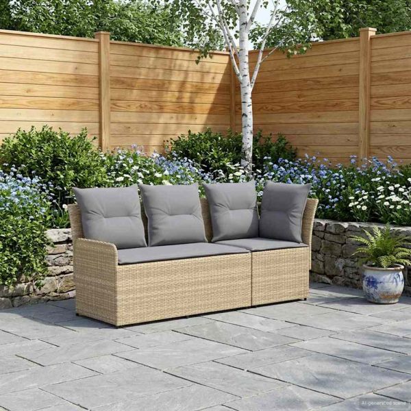 Диван с подлакътник за градина с ъглов диван 2 Брой ПЕ ратан