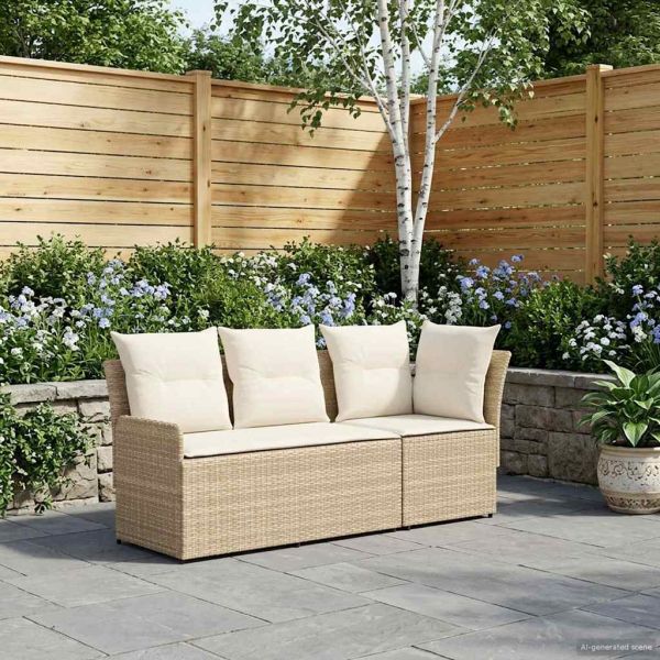 Диван с подлакътник за градина с ъглов диван 2 Брой ПЕ ратан