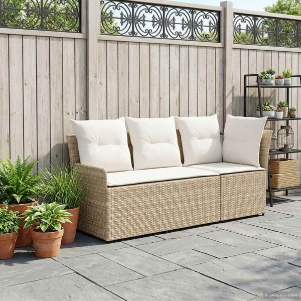 Диван с подлакътник за градина с ъглов диван 2 Брой ПЕ ратан