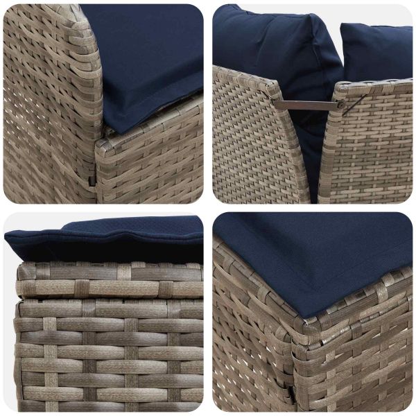 Диван с подлакътник за градина с ъглов диван 2 Брой ПЕ ратан