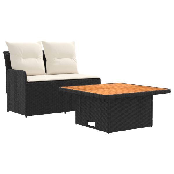 Диван с подлакътници за градина с подвижна маса 2 Брой ПЕ ратан