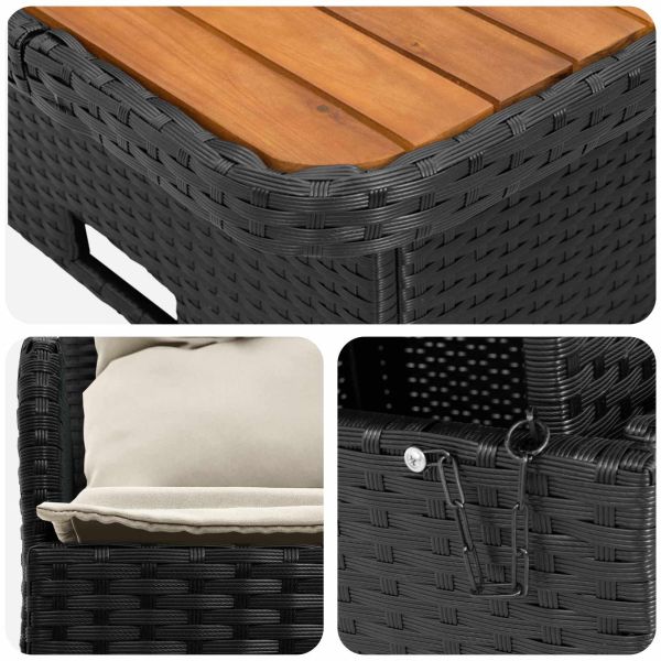 Диван с подлакътници за градина с подвижна маса 2 Брой ПЕ ратан