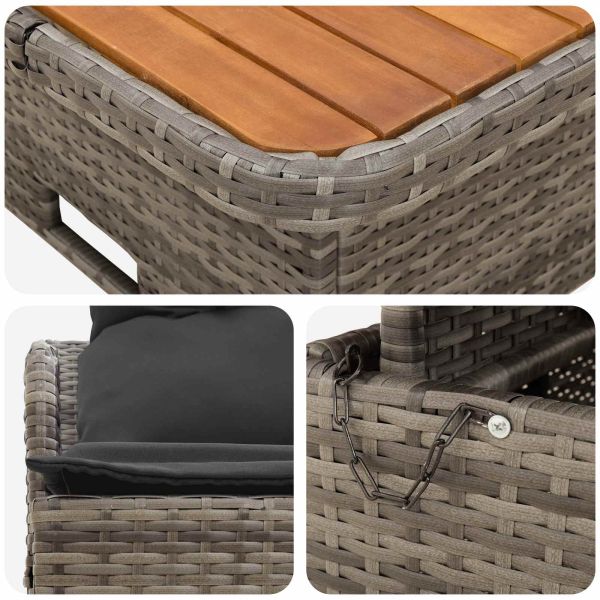 Диван с подлакътници за градина с подвижна маса 2 Брой ПЕ ратан