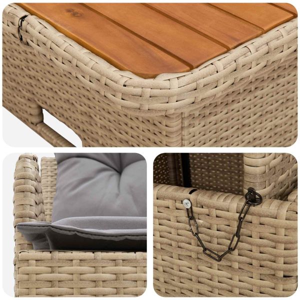 Диван с подлакътници за градина с подвижна маса 2 Брой ПЕ ратан