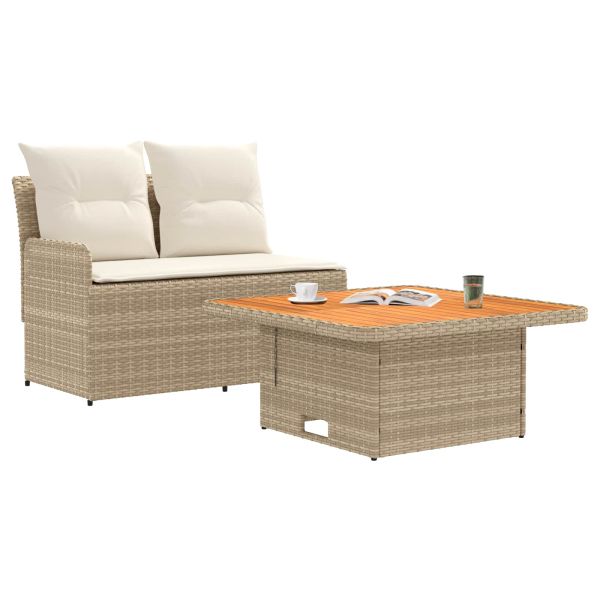 Диван с подлакътници за градина с подвижна маса 2 Брой ПЕ ратан