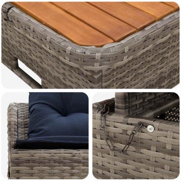 Диван с подлакътници за градина с подвижна маса 2 Брой ПЕ ратан