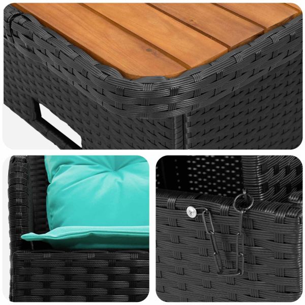 Диван с подлакътници за градина с подвижна маса 2 Брой ПЕ ратан