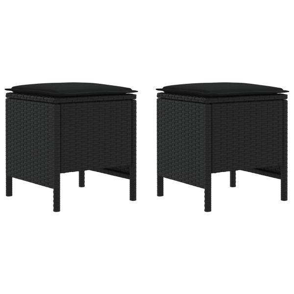 Табуретка за градина 2 Брой Черно 38 x 38 x 45 cm ПЕ ратан