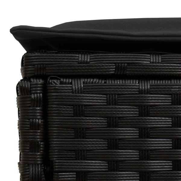 Табуретка за градина 2 Брой Черно 38 x 38 x 45 cm ПЕ ратан