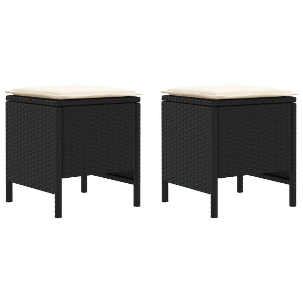 Табуретка за градина 2 Брой Черен и кремав 38 x 38 x 45 cm