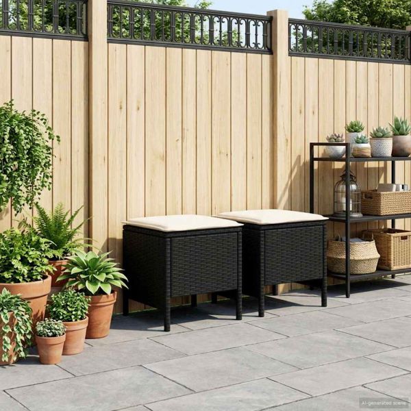 Табуретка за градина 2 Брой Черен и кремав 38 x 38 x 45 cm