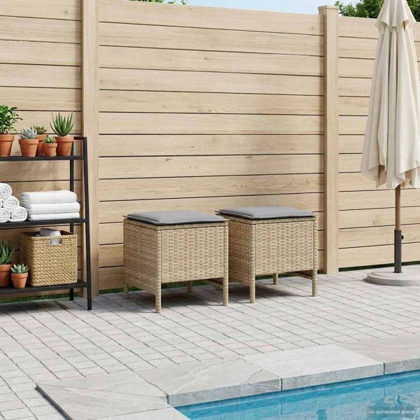 Табуретка за градина 2 Брой Бежов и Светло Сив 38 x 38 x 45 cm