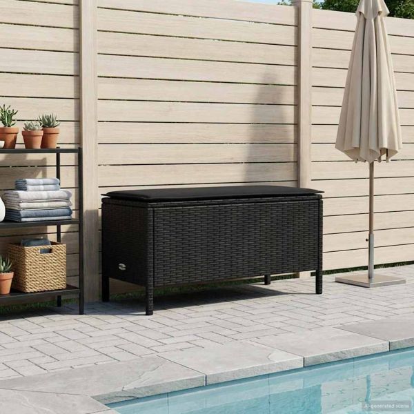 Табуретка за градина Черно 80 x 38 x 45 cm ПЕ ратан