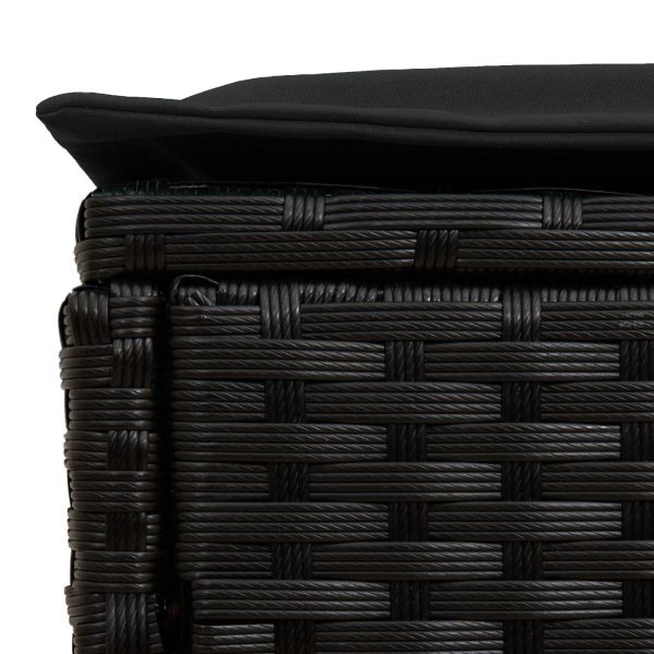 Табуретка за градина Черно 80 x 38 x 45 cm ПЕ ратан