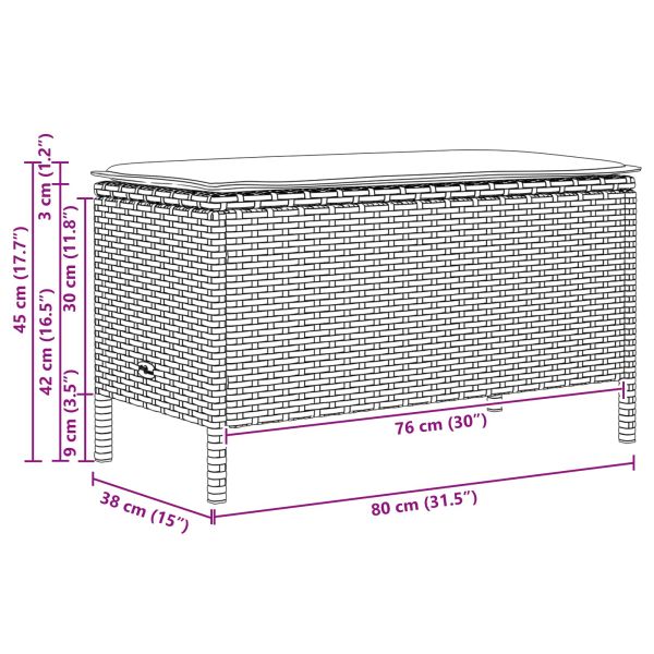 Табуретка за градина Черно 80 x 38 x 45 cm ПЕ ратан