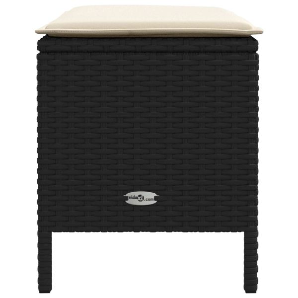 Табуретка за градина Черен и кремав 80 x 38 x 45 cm ПЕ ратан