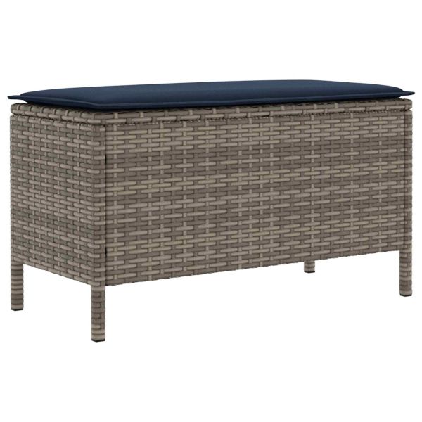 Табуретка за градина Сив и тъмен син 80 х 38 х 42 см ПЕ ратан