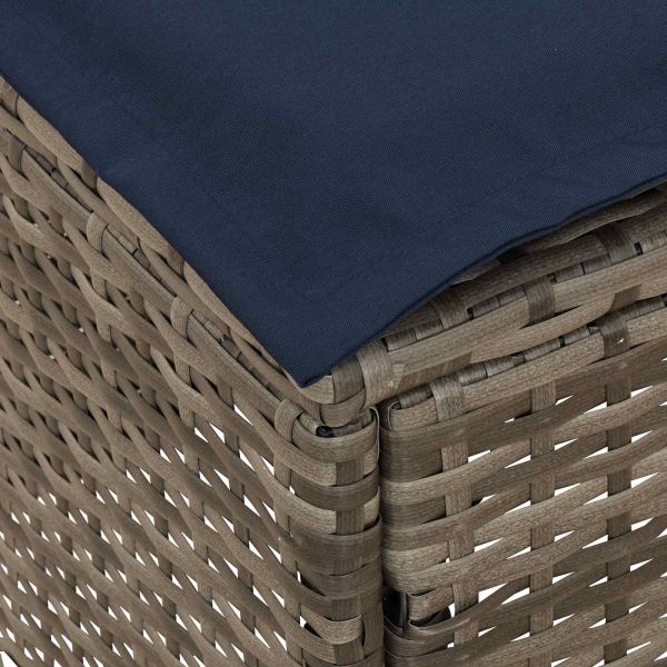 Табуретка за градина Сив и тъмен син 80 х 38 х 42 см ПЕ ратан