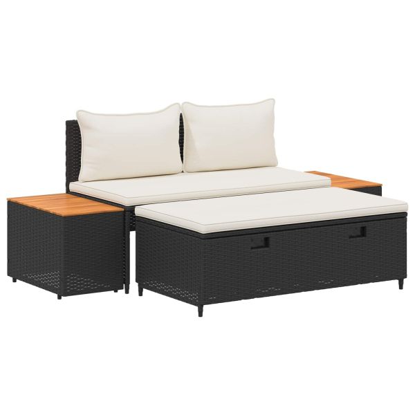 Комплект дивани за открито 4 pcs Черно и кремаво бяло