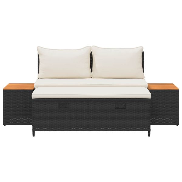 Комплект дивани за открито 4 pcs Черно и кремаво бяло