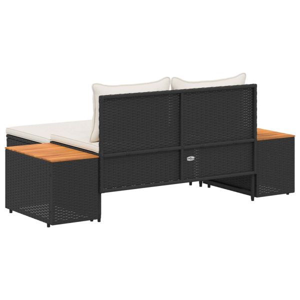 Комплект дивани за открито 4 pcs Черно и кремаво бяло