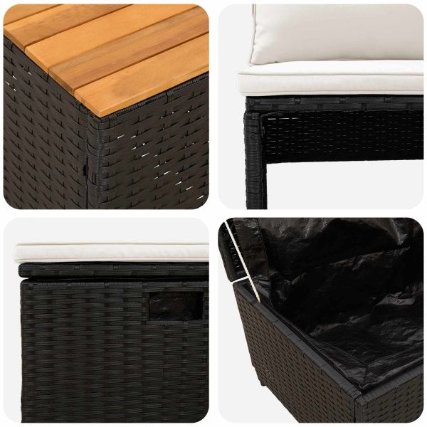 Комплект дивани за открито 4 pcs Черно и кремаво бяло