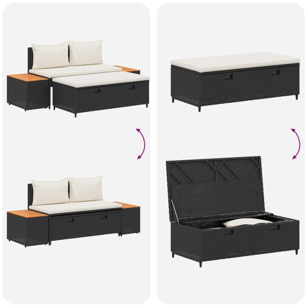 Комплект дивани за открито 4 pcs Черно и кремаво бяло