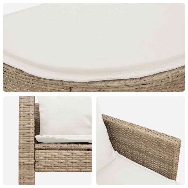 Градински диван 8 pcs Бежов и кремаво бял полиратан